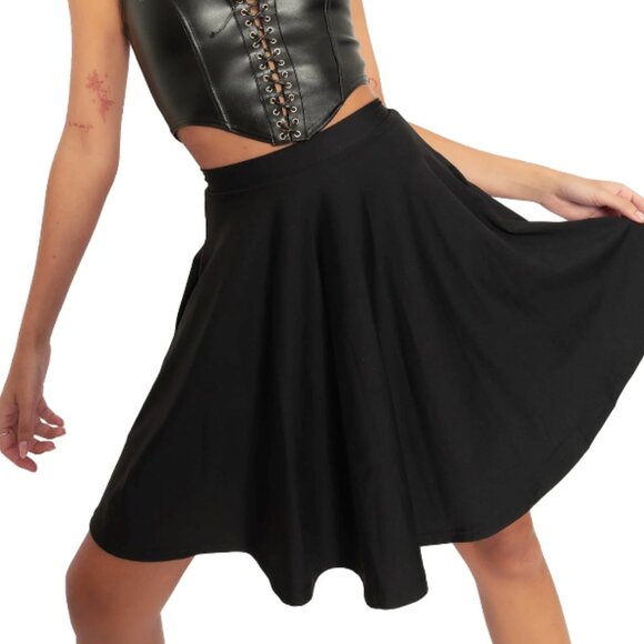 BlackMilk Matte Black Pocket Skater Skirt - Picture 2 of 4